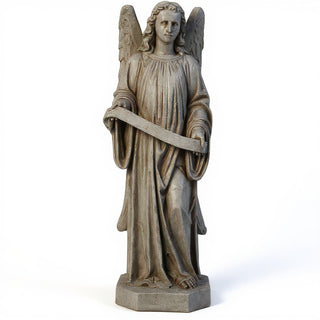 Banner Angel, Right Statue - 48-inch — Antique Stone finish
