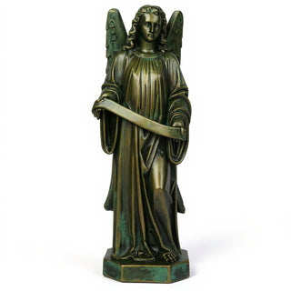 Banner Angel, Right Statue - 48-inch — Green Bronze finish