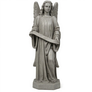 Banner Angel, Right Statue - 48-inch — Limestone finish