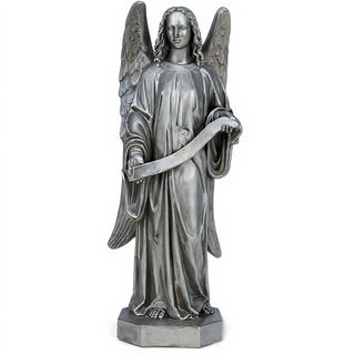 Banner Angel, Left Statue - 49-inch — Aged Silver finish