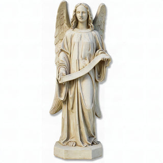 Banner Angel, Left Statue - 49-inch — Antique White finish