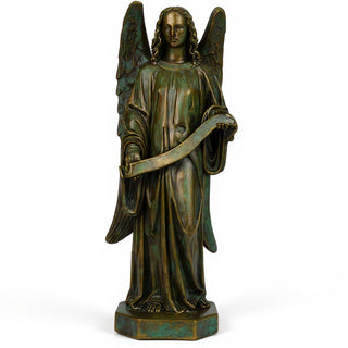 Banner Angel, Left Statue - 49-inch — Green Bronze finish
