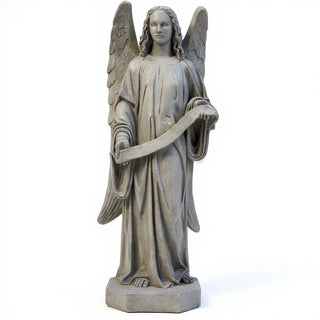Banner Angel, Left Statue - 49-inch — Limestone finish