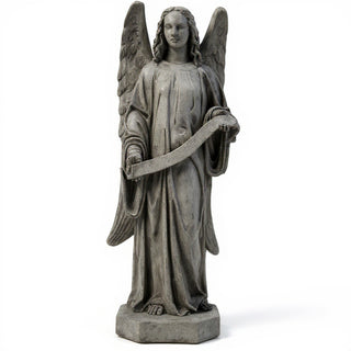 Banner Angel, Left Statue - 49-inch — Old Stone finish