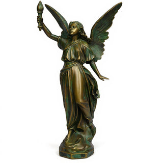 Angel of Light (Right) Statue - 27-inch — Green Bronze finish