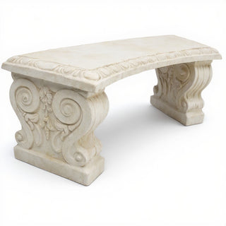 Curved Short Bench — Antique White finish