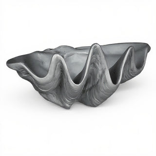 Clam Shell Planter — Aged Silver finish