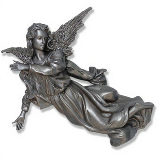 Winged Hanging Angel Wall Angel - 17-inch — Aged Silver finish