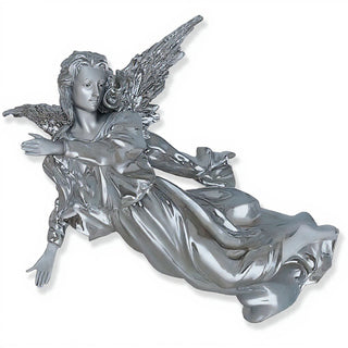 Winged Hanging Angel Wall Angel - 17-inch — Antique Silver finish