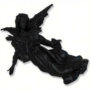 Winged Hanging Angel Wall Angel - 17-inch — Flat Black finish