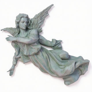 Winged Hanging Angel Wall Angel - 17-inch — Mossy Green finish