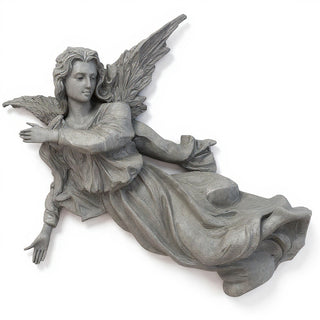 Winged Hanging Angel Wall Angel - 17-inch — Old Stone finish