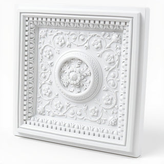 Coffered Ceiling Tile Wall Panel - 24-inch — Flat White finish