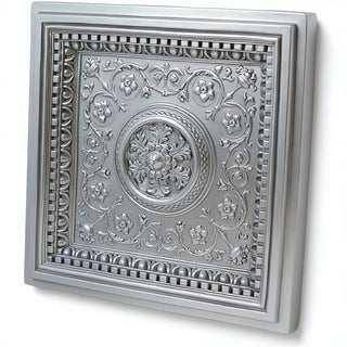 Coffered Ceiling Tile Wall Panel - 24-inch — Silver finish
