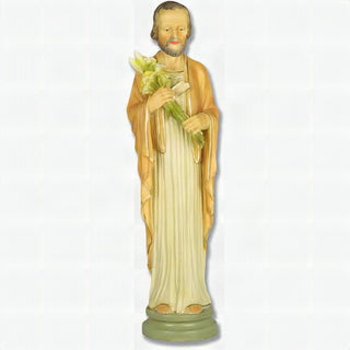 Hand-painted 22 inch fiberglass resin statue of Saint Joseph in realistic color