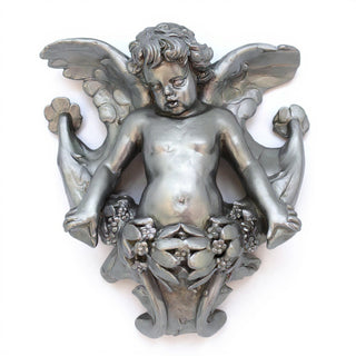 Angel Gliding, Looking Right Wall Plaque - 34-inch — Aged Silver finish