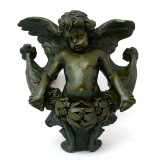 Angel Gliding, Looking Right Wall Plaque - 34-inch — Green Bronze finish