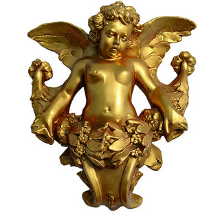 Angel Gliding, Looking Left Wall Piece - 34-inch — Antique Gold finish