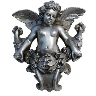 Angel Gliding, Looking Left Wall Piece - 34-inch — Aged Silver finish