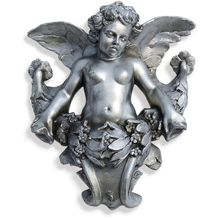Angel Gliding, Looking Left Wall Piece - 34-inch — Antique Silver finish
