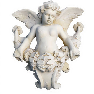 Angel Gliding, Looking Left Wall Piece - 34-inch — Antique White finish