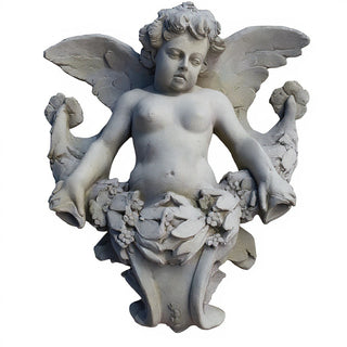 Angel Gliding, Looking Left Wall Piece - 34-inch — Limestone finish