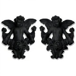 Gliding Angels, Left and Right Statue Set - 34-inch — Dusted Black finish