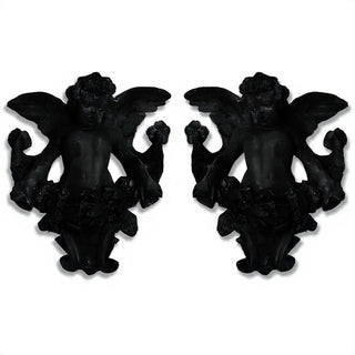 Gliding Angels, Left and Right Statue Set - 34-inch — Flat Black finish