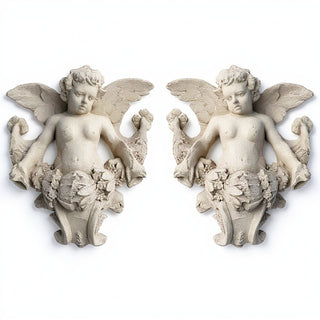 Gliding Angels, Left and Right Statue Set - 34-inch — Museum Terracotta finish