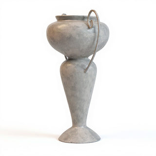 Abraham Urn with Iron Handle Planter - 36-inch — Limestone finish
