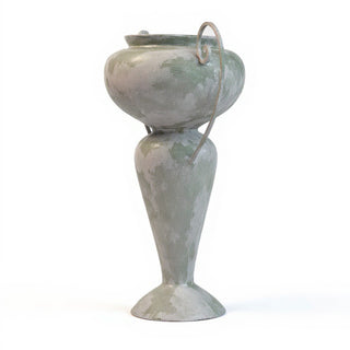 Abraham Urn with Iron Handle Planter - 36-inch — Mossy Green finish