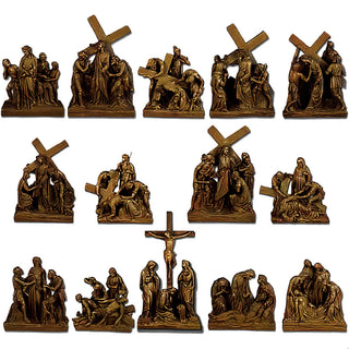 Stations of the Cross (14-Piece Set) Wall Plaques — Bronze finish