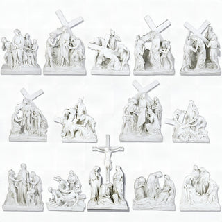 Stations of the Cross (14-Piece Set) Wall Plaques — Flat White finish