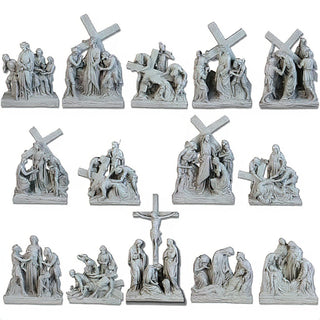 Stations of the Cross (14-Piece Set) Wall Plaques — Limestone finish