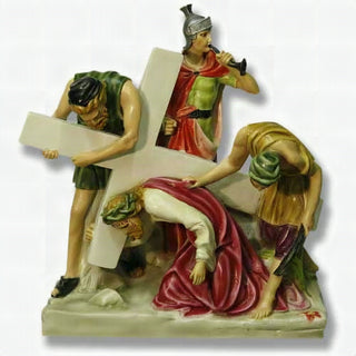 Jesus Falls The 1St Time Stati Statue - 21-inch - Realistic Color - Hand-Painted