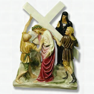 Jesus & Simon The Cyrene Stat Statue - 23-inch - Realistic Color - Hand-Painted