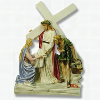 Jesus Meets Veronica Station Statue - 24-inch - Realistic Color - Hand-Painted