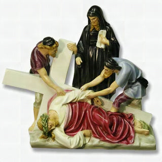 Jesus Falls The 3Rd Time Stati Statue - 27-inch - Realistic Color - Hand-Painted