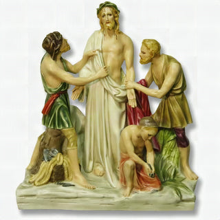 Jesus Is Stripped Station Statue - 28-inch - Realistic Color - Hand-Painted