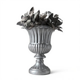 Fluted Urn Planter - 20-inch — Aged Silver finish