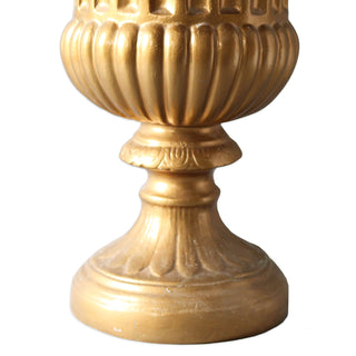 Fluted urn planter with vertical grooves, 20 inches tall, in fiberglass resin — alternate view