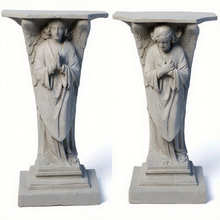 Devotion Angels Statue - 38-inch — Limestone finish