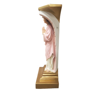Hand-painted fiberglass resin angel statue kneeling in prayer, 38 inches tall. — alternate view