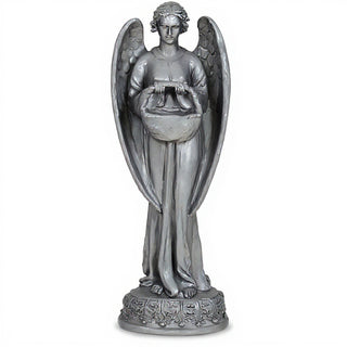 Angel with Basket Statue - 26-inch — Aged Silver finish
