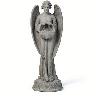 Angel with Basket Statue - 26-inch — Antique Stone finish