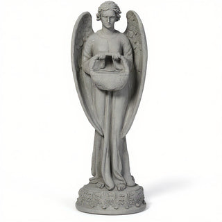 Angel with Basket Statue - 26-inch — Limestone finish