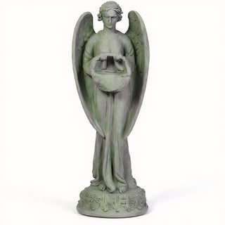 Angel with Basket Statue - 26-inch — Mossy Green finish