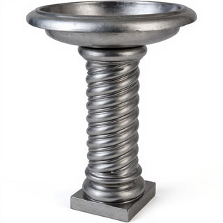 Twisted Birdbath - 30-inch — Aged Silver finish