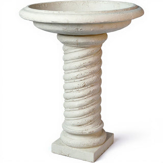 Twisted Birdbath - 30-inch — Antique White finish