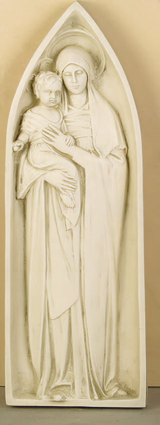 Mother & Child Pointed Arch Statue - 22-inch - Realistic Color - Hand-Painted